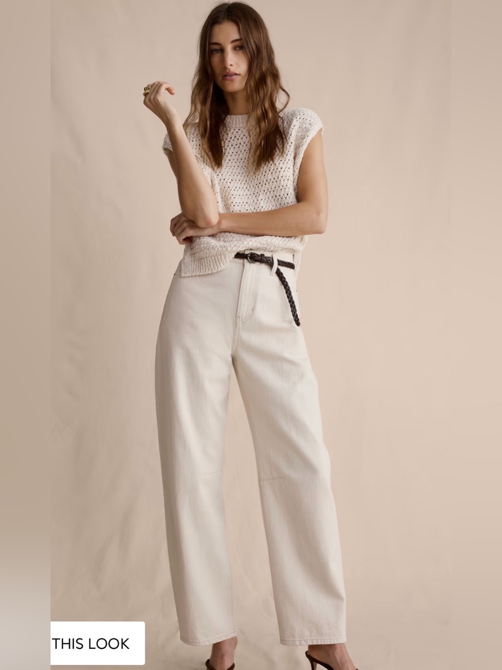 NWT Banana Republic Cream Barrel Leg Weekender size 10